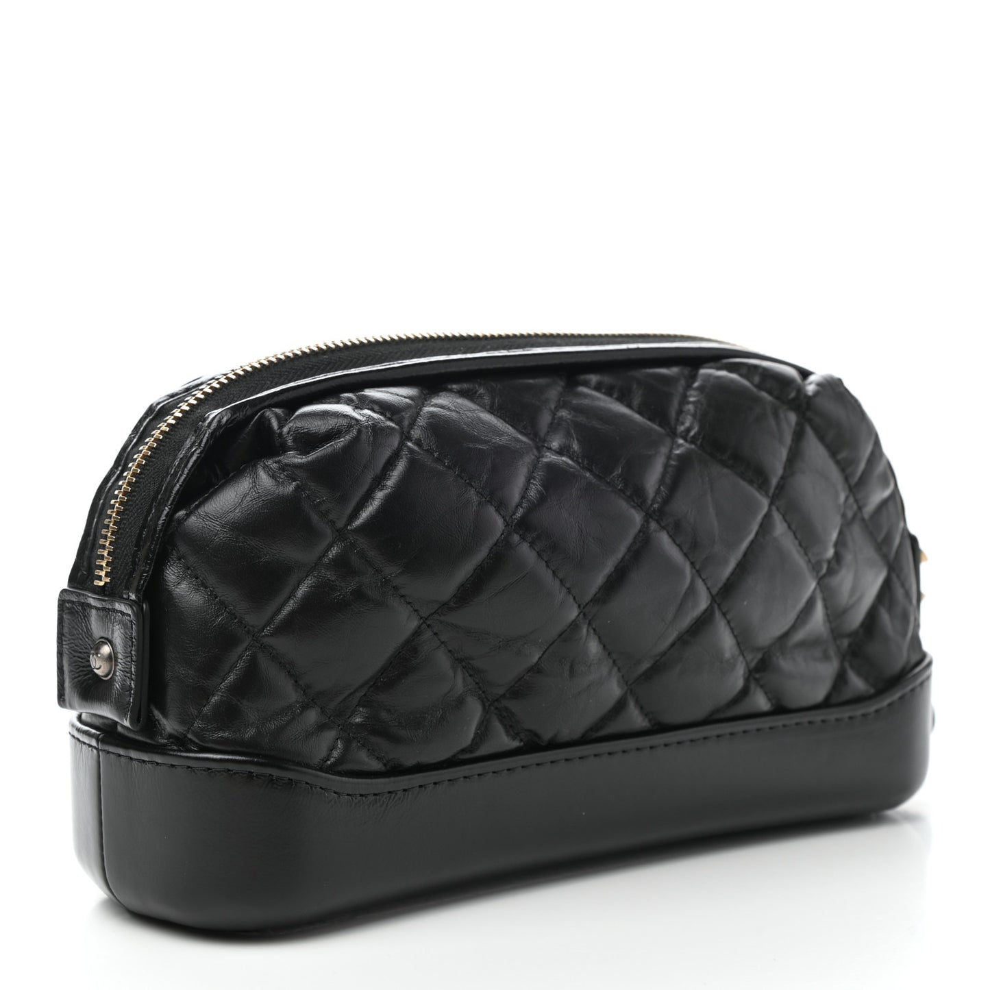 Aged Calfskin Quilted Gabrielle Cosmetic Case Black