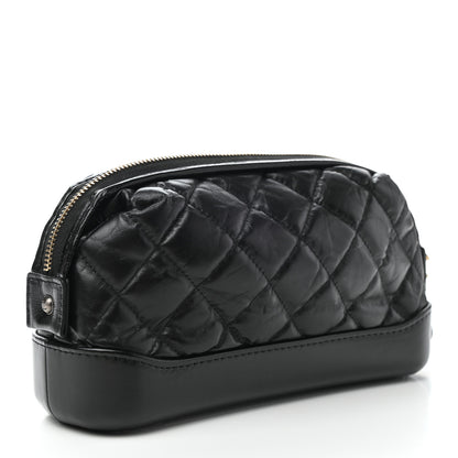 Chanel Aged Calfskin Quilted Gabrielle Cosmetic Case Black 3 of 7