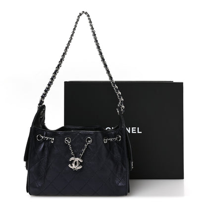 Chanel Metallic Caviar Quilted Mini Chanel 25 Handbag Dark Blue 11 of 11