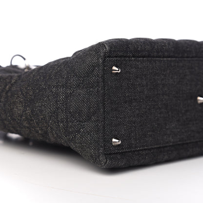 Christian Dior Denim Cannage Large Lady Dior Black 8 of 9