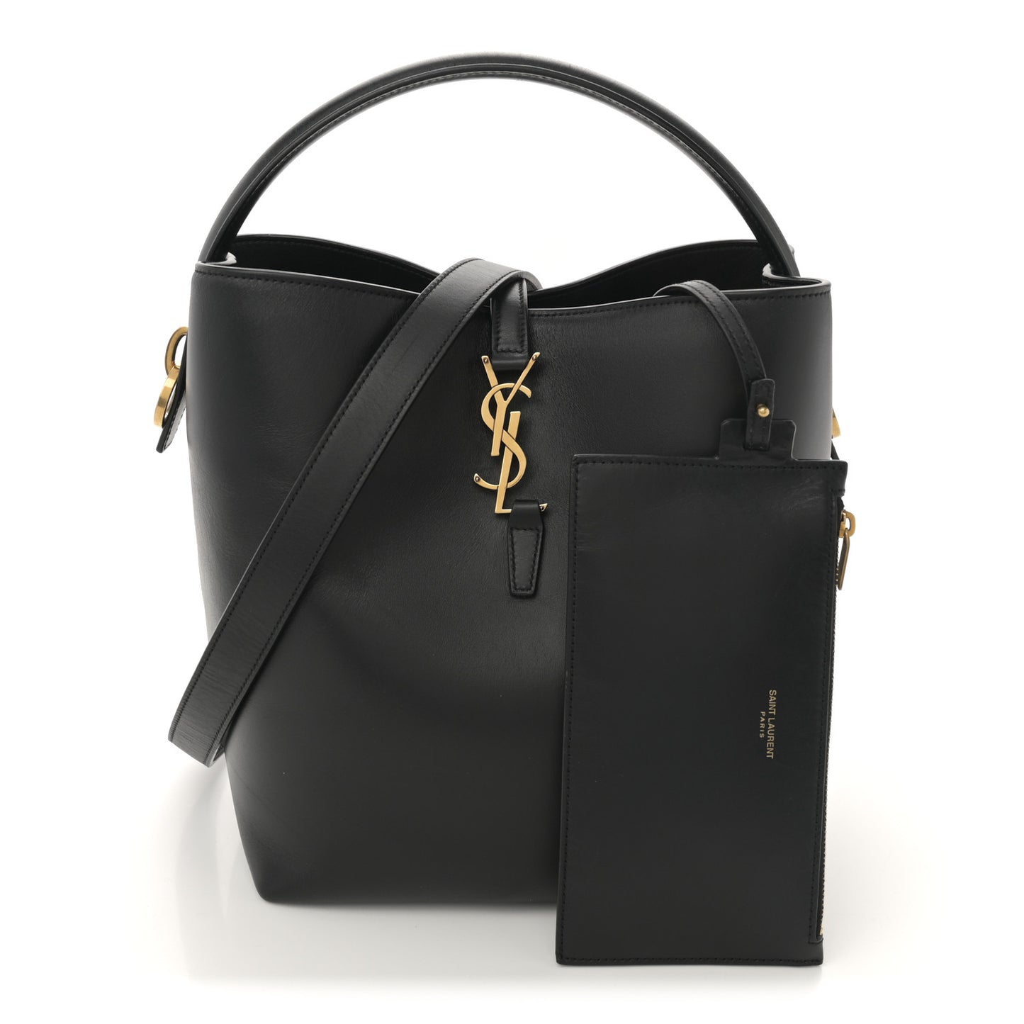 Shiny Calfskin Le 37 Bucket Bag Black