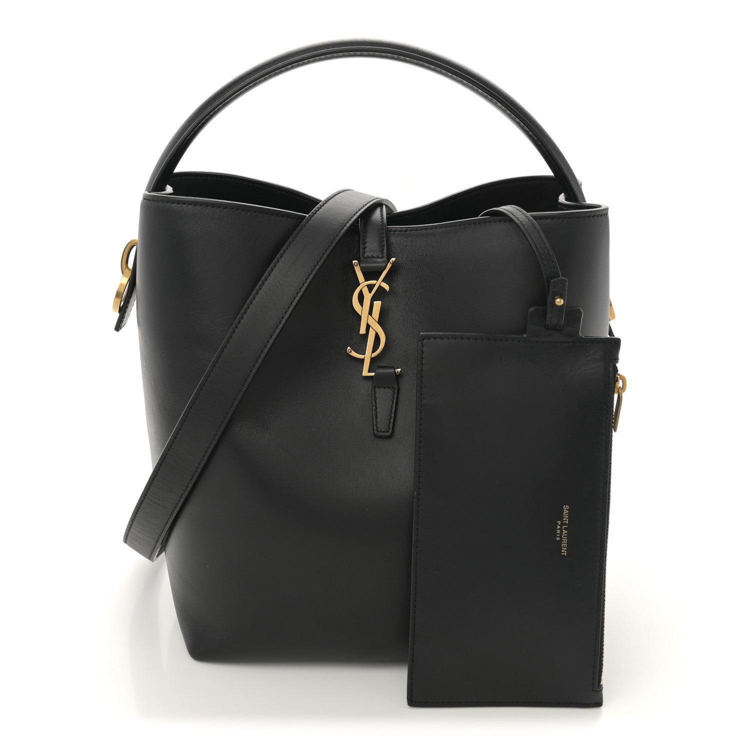 Saint Laurent Shiny Calfskin Le 37 Bucket Bag Black 3 of 13