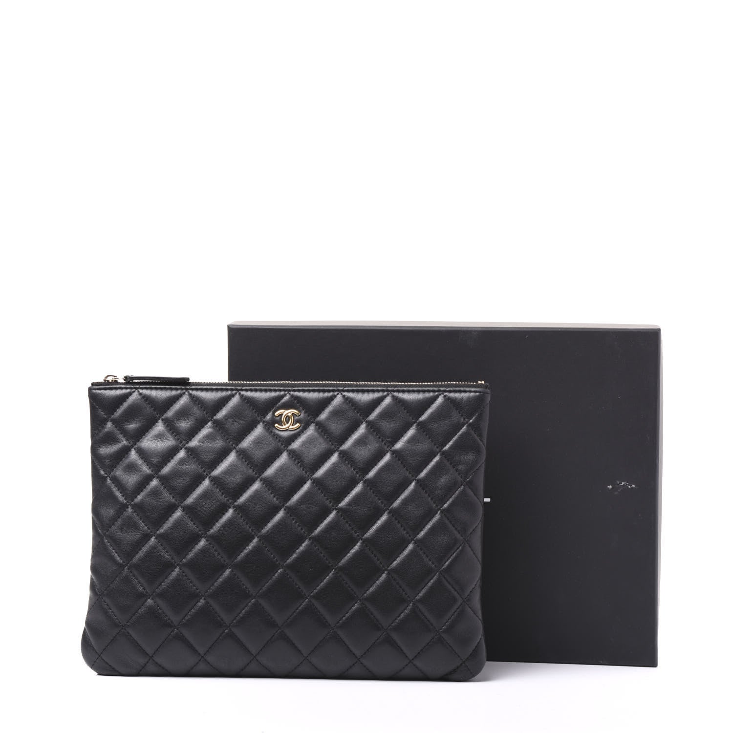 Chanel Lambskin Quilted Medium Cosmetic Case Black 9 of 9