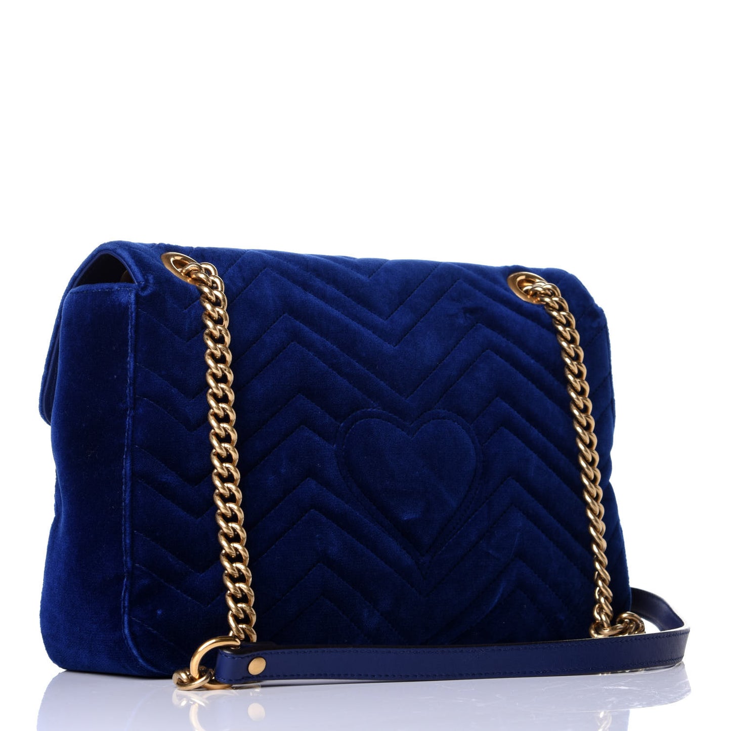 Velvet Matelasse Medium GG Marmont Shoulder Bag Cobalt Blue