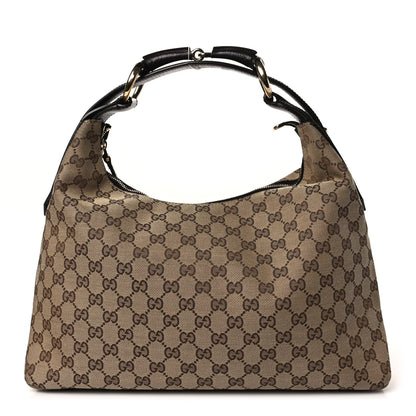 Gucci Monogram Medium Horsebit Chain Hobo Dark Brown 1 of 10