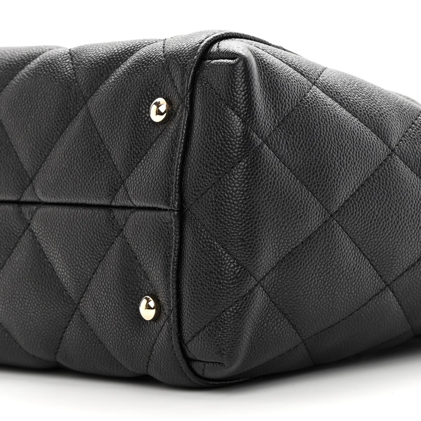 Caviar Quilted Small Shopping Tote Black