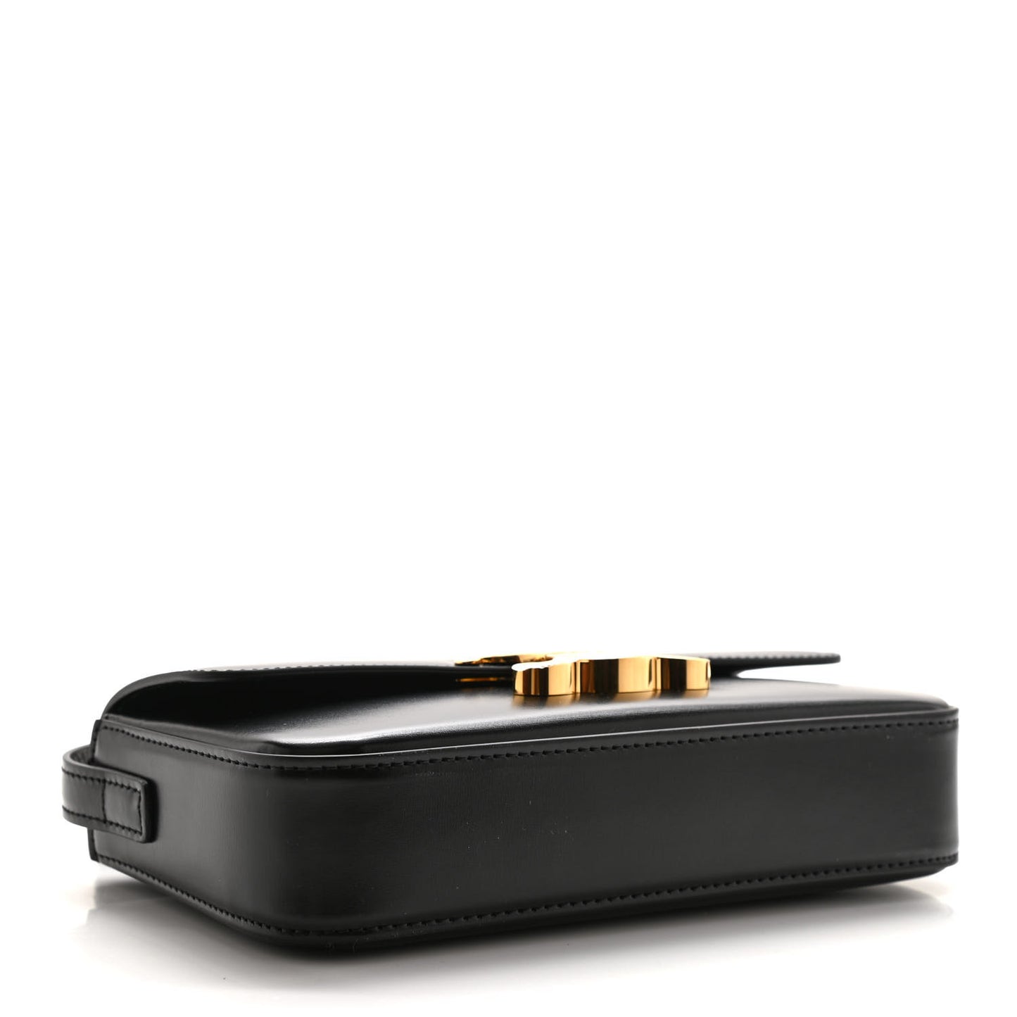 Shiny Calfskin Triomphe Shoulder Bag Black