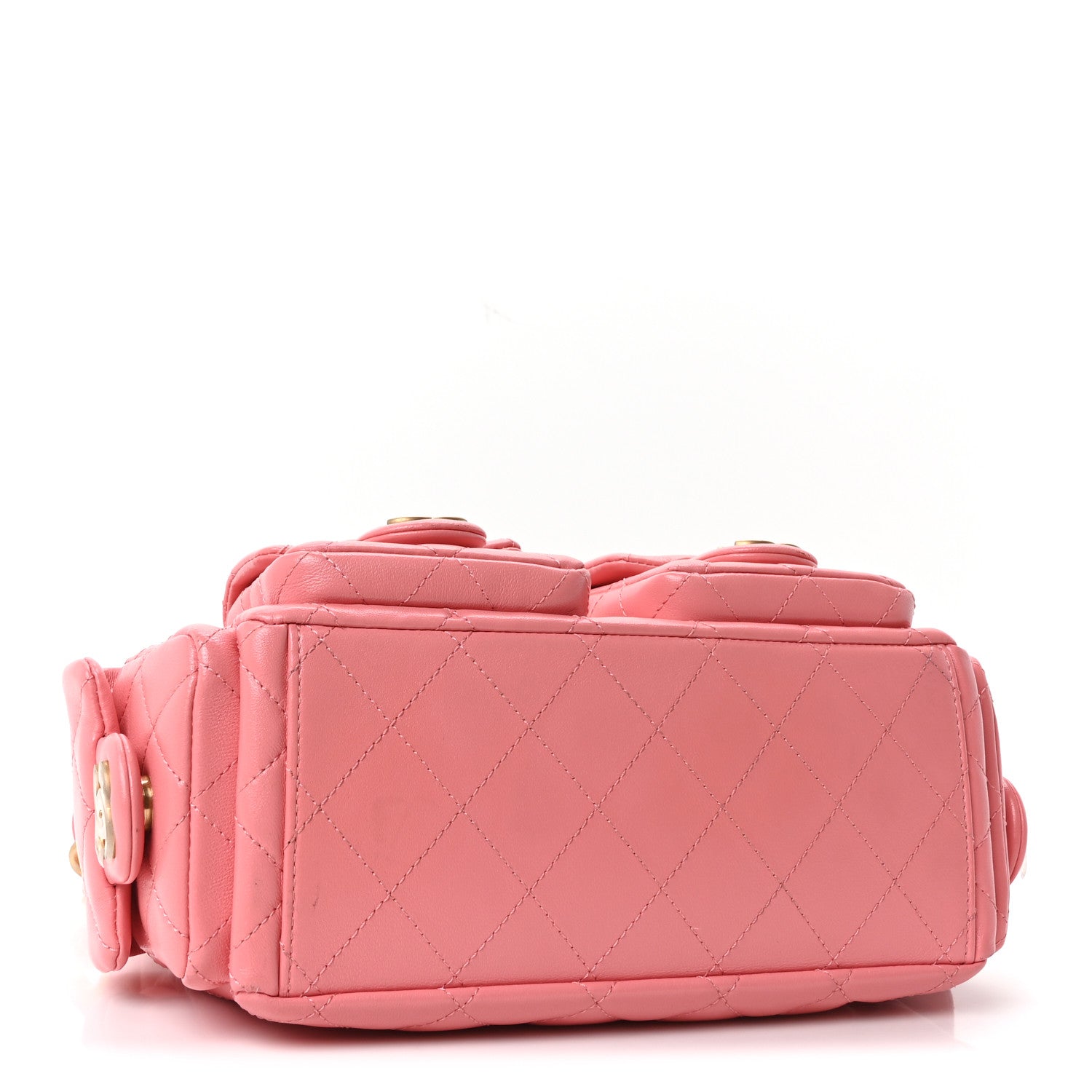 Chanel Shiny Lambskin Quilted Trendy Pockets Hobo Coral Pink 4 of 10