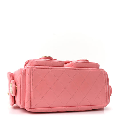 Chanel Shiny Lambskin Quilted Trendy Pockets Hobo Coral Pink 4 of 10