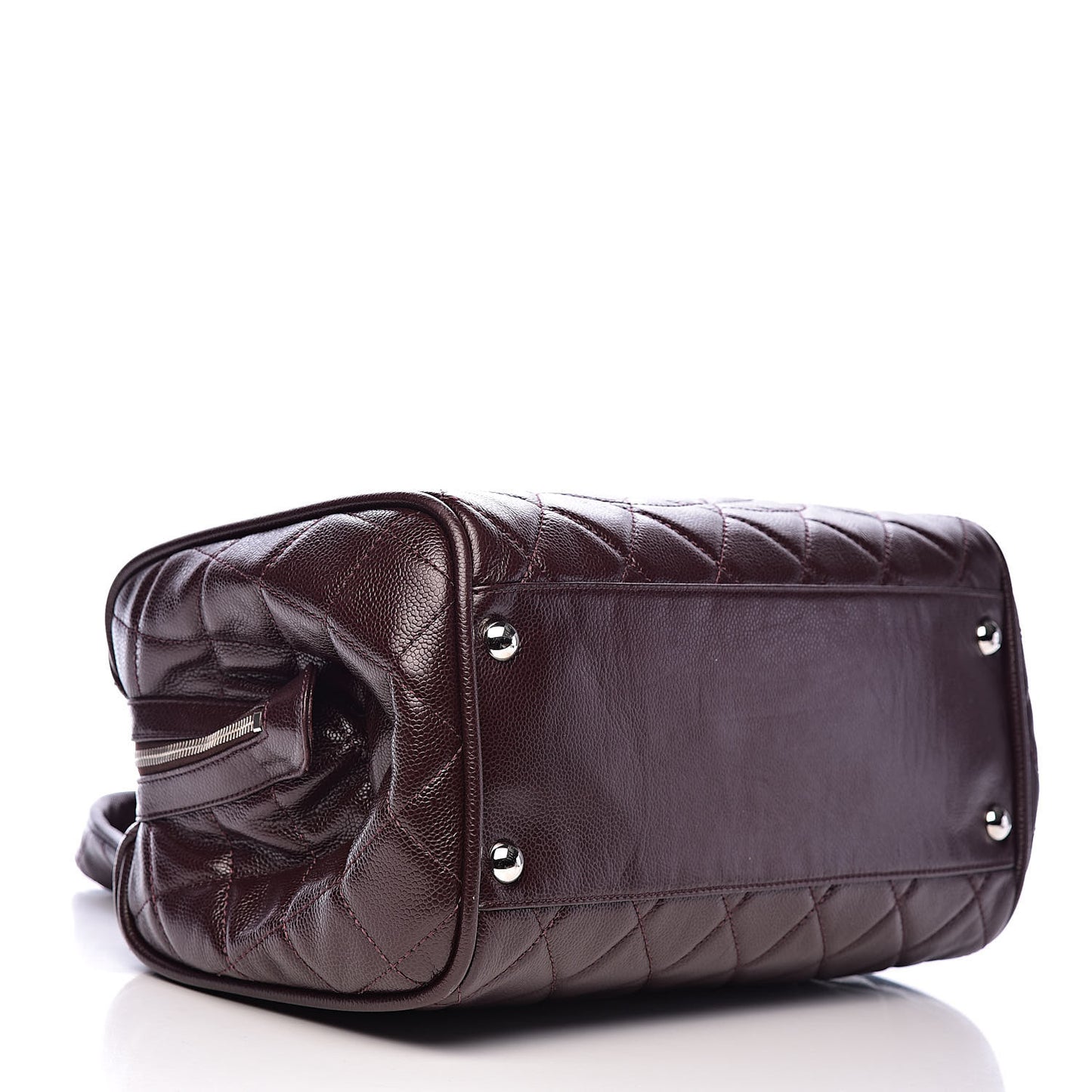 Caviar Quilted CC Timeless Bowler Burgundy