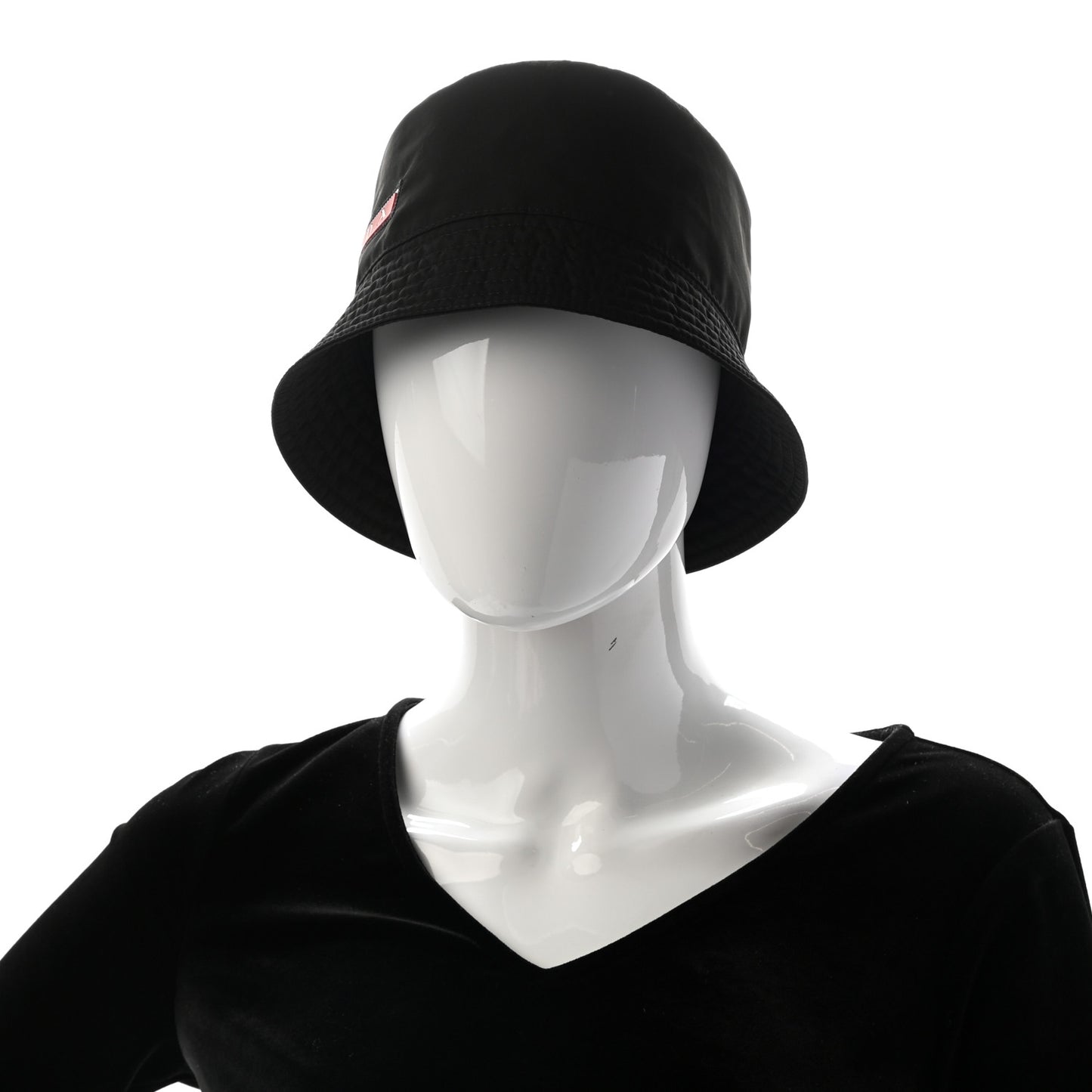 Technical Nylon Linea Rossa Bucket Hat M Black