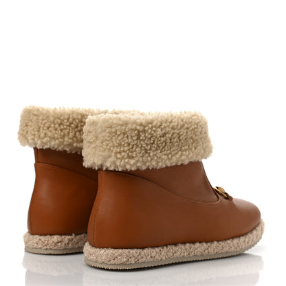 Gucci Calfskin Wool Womens Fria Horsebit Ankle Boots 38 New Caramel Butterscotch 4 of 8