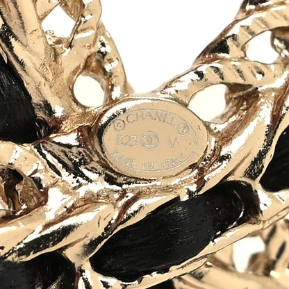 Chanel Lambskin Chain CC Brooch Black Gold 3 of 4