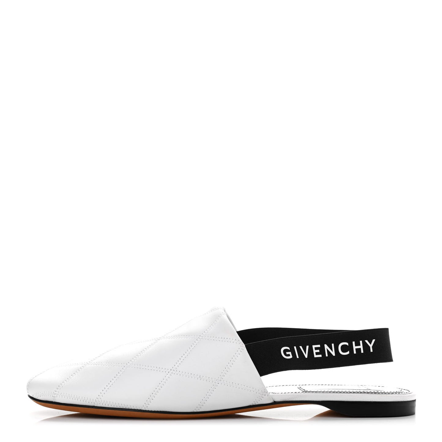 Nappa Quilted Rivington Logo Slingback Flat 41 White