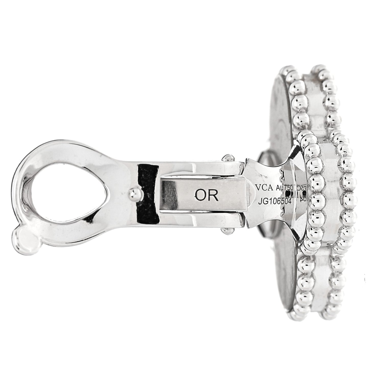 18K White Gold Guilloche Vintage Alhambra Earrings