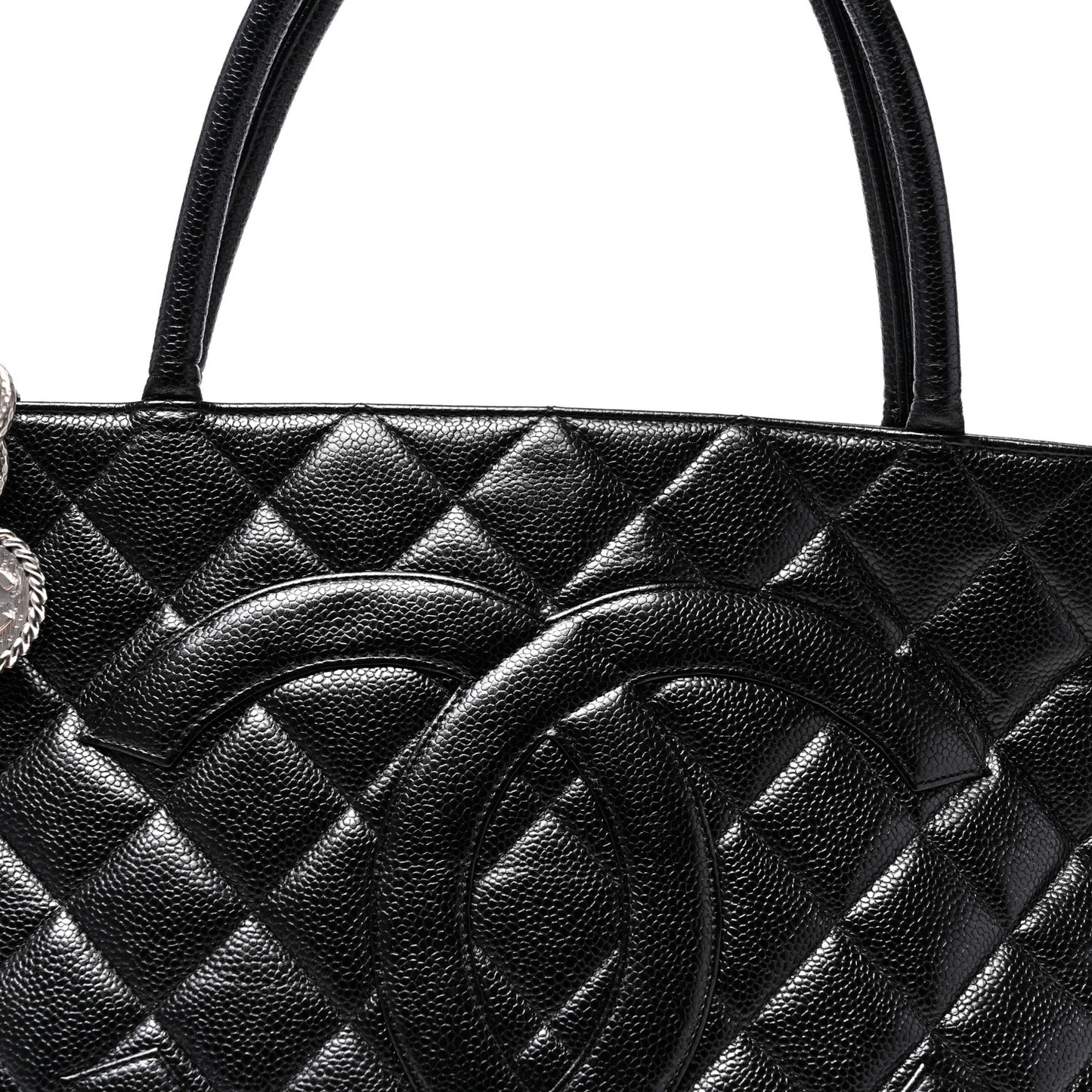 Caviar Quilted Medallion Tote Black