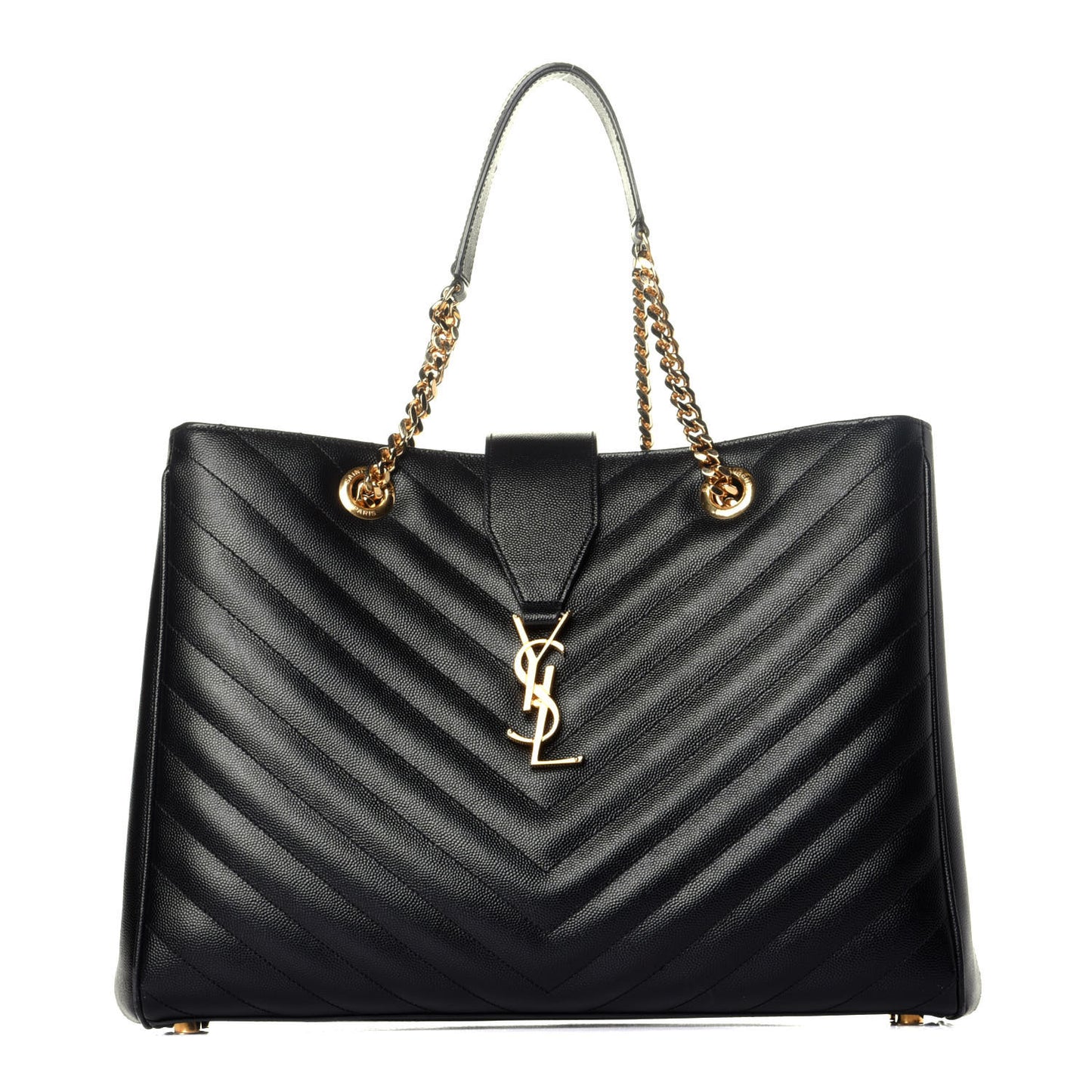 Grain De Poudre Matelasse Chevron Monogram Shopping Bag Black