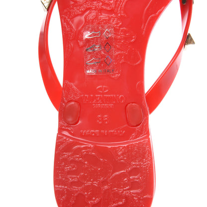 Valentino Garavani PVC Jelly Rockstud Bow Thong Sandals 36 Rosso Valentino 7 of 9