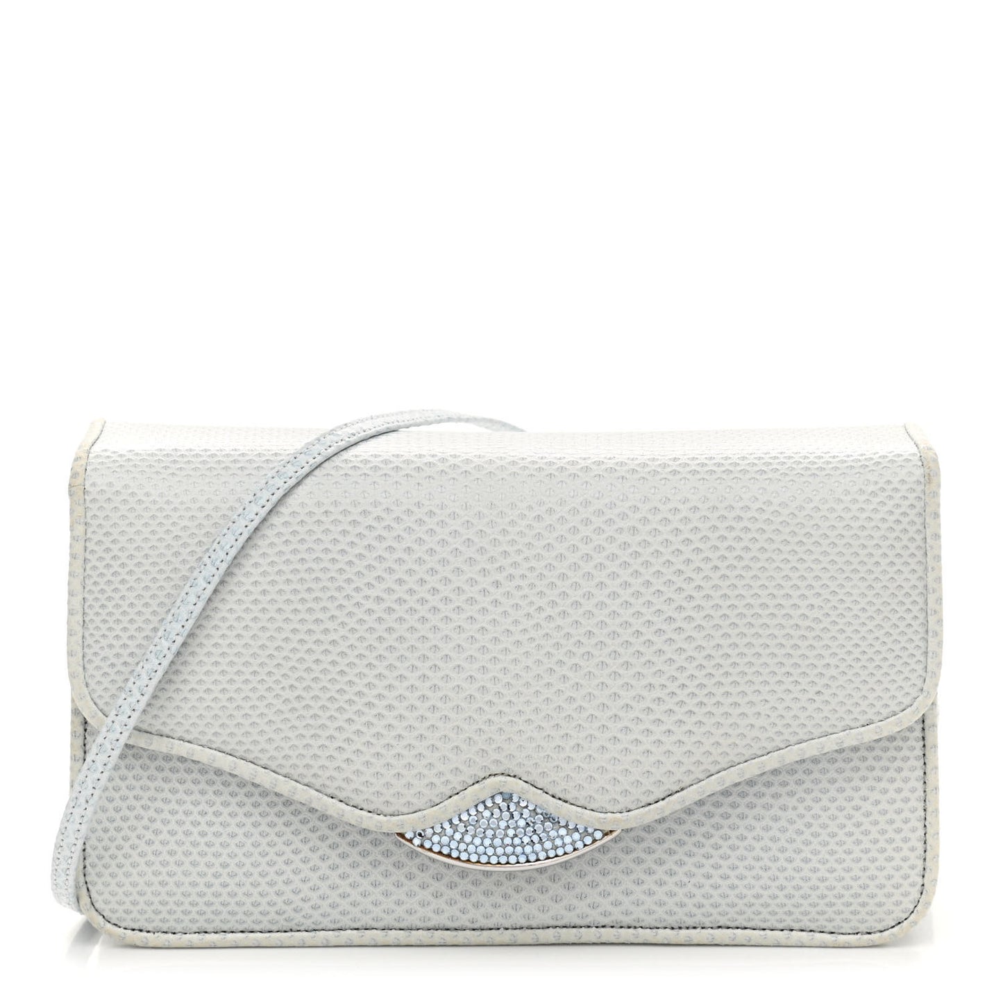 Crystal Lizard Embossed Evening Bag Light Blue
