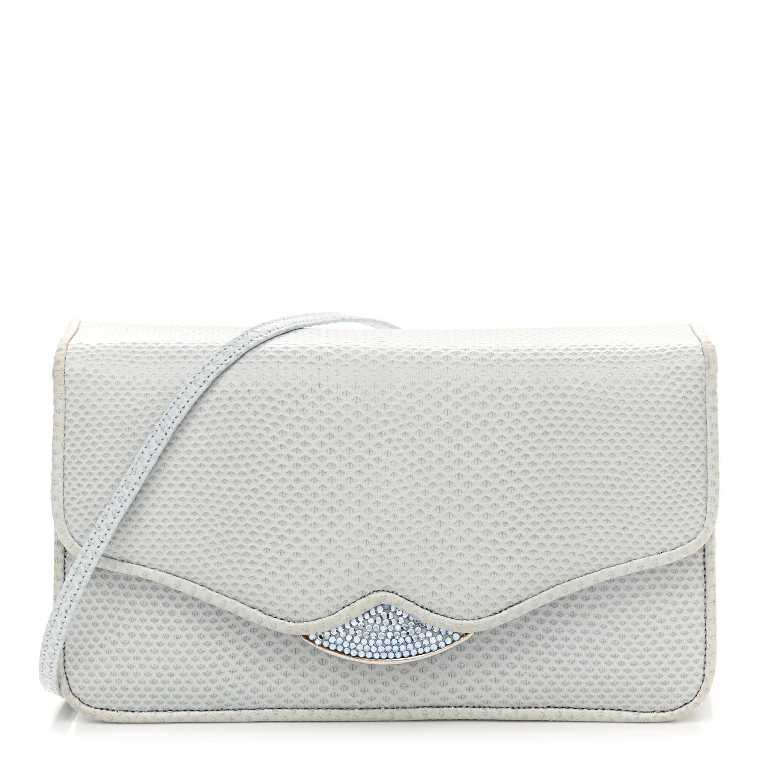 Judith Leiber Crystal Lizard Embossed Evening Bag Light Blue 1 of 9