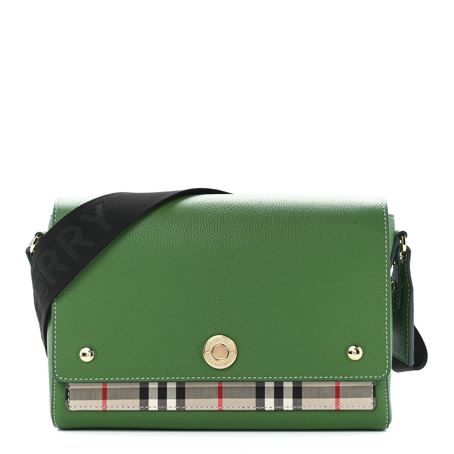 Grainy Calfskin Vintage Check Note Crossbody Bag Ivy Green