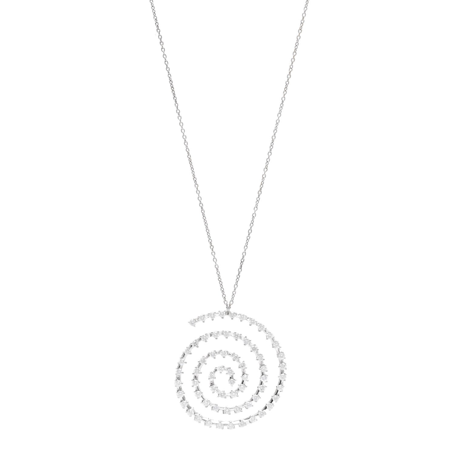 Roberto Coin 18K White Gold Diamond Spiral Pendant Necklace 1 of 5