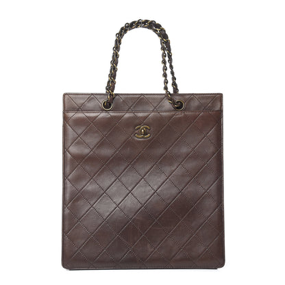 Chanel Calfskin Stitched CC Tote Dark Brown 1 of 20