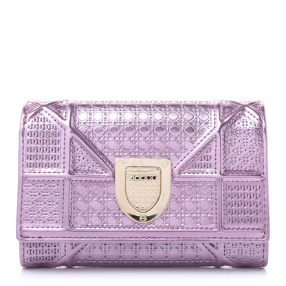 Christian Dior Metallic Patent Micro-Cannage Diorama Elancee Wallet Pink 1 of 8