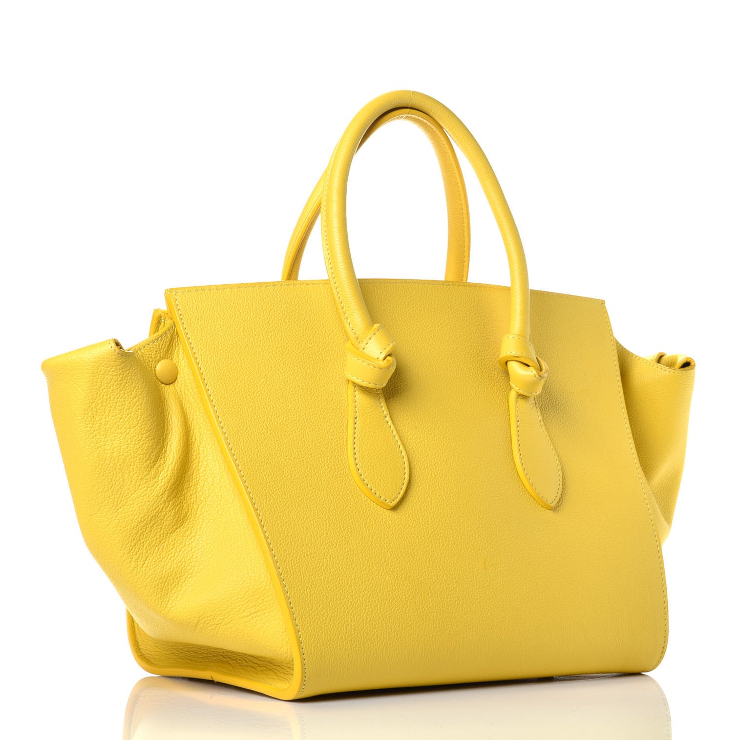 Crisped Calfskin Small Tie Knot Tote Sun Yellow