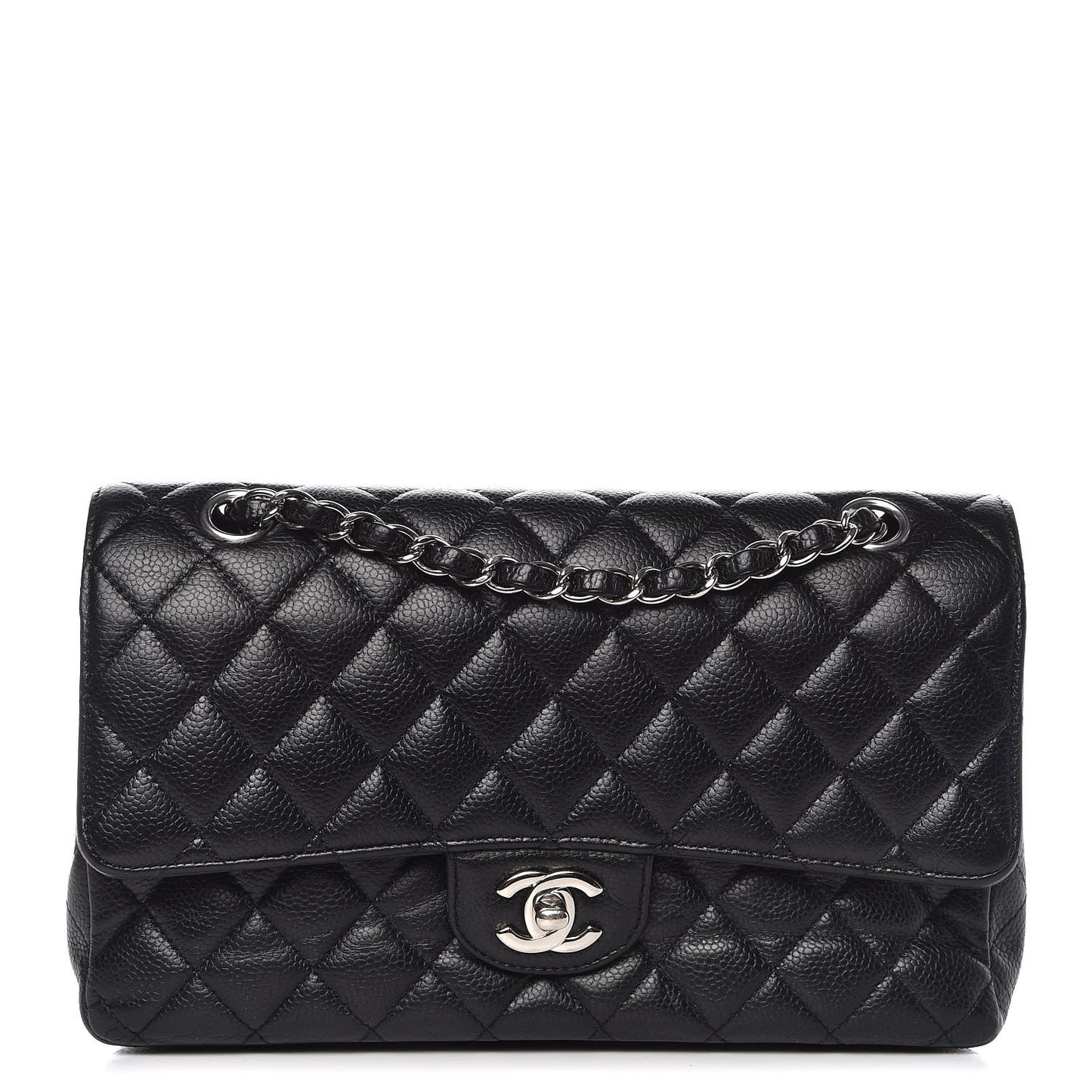 Caviar Quilted Medium Double Flap Black
