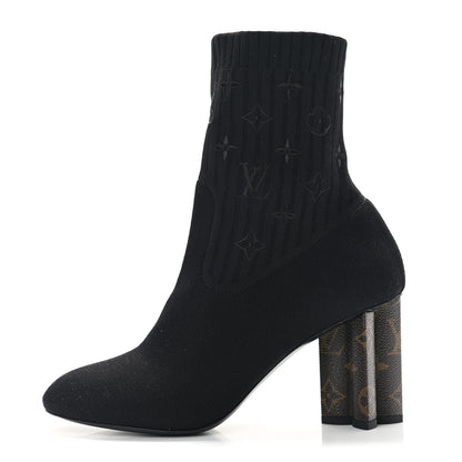 Louis Vuitton Monogram Stretch Fabric Silhouette Ankle Boots 40 Black 1 of 9