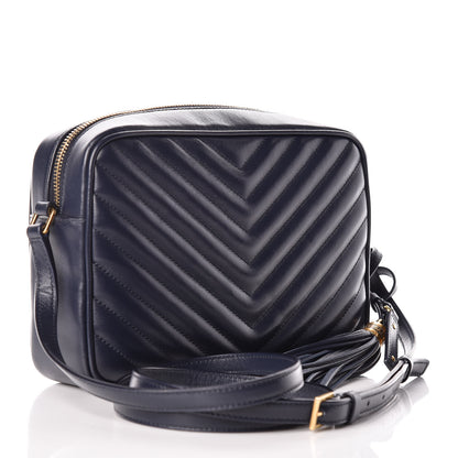 Saint Laurent Calfskin Matelasse Monogram Lou Camera Bag Navy 3 of 9