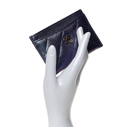 Chanel Iridescent Caviar Quilted Card Holder Dark Blue 2 of 9