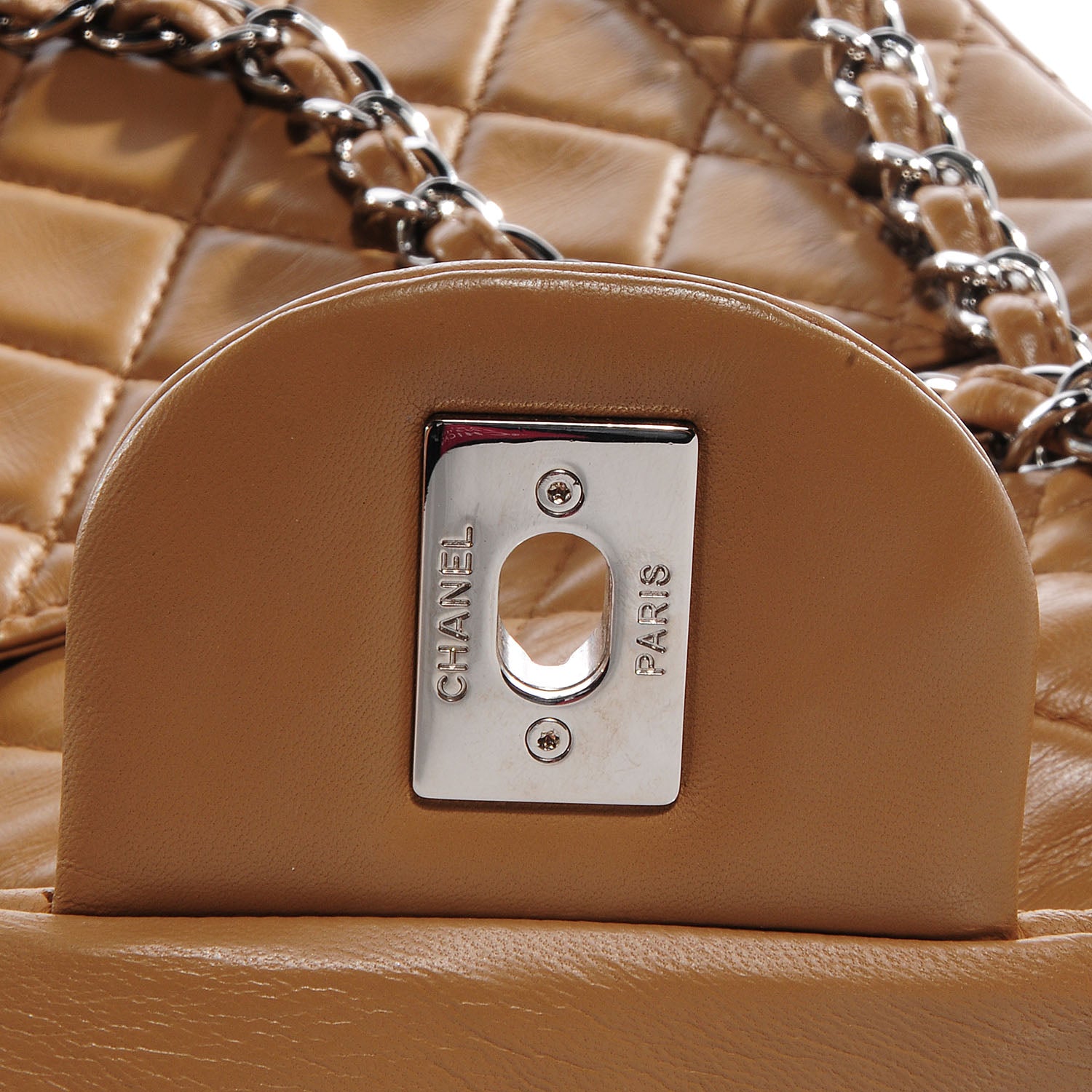 Chanel Lambskin Quilted Maxi Single Flap Dark Beige 7 of 9