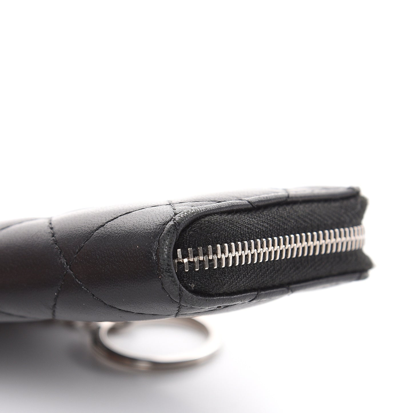 Lambskin Quilted Key Holder Case Black