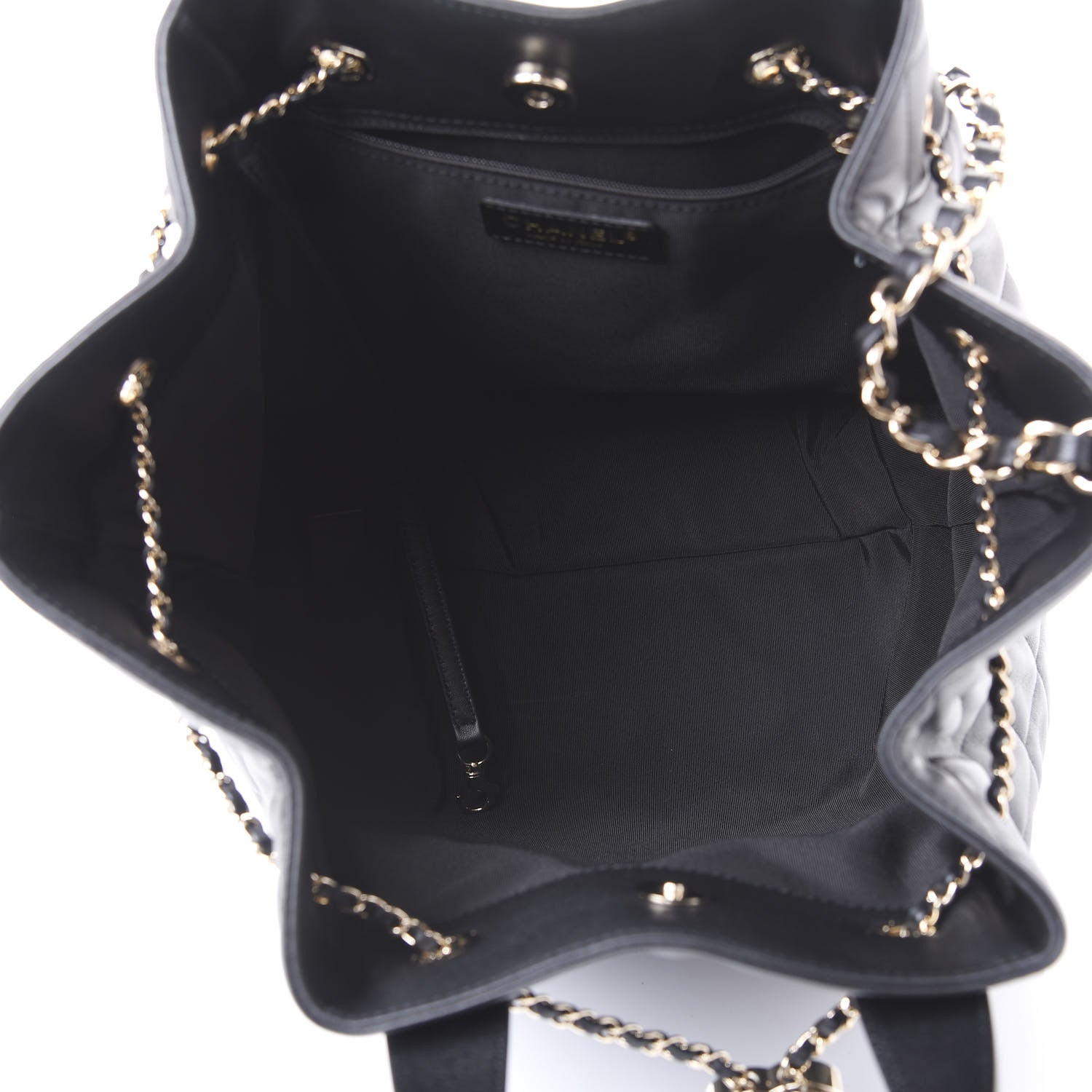 Chanel Lambskin Quilted CC Dweller Drawstring Tote Black 4 of 9