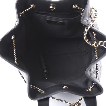 Chanel Lambskin Quilted CC Dweller Drawstring Tote Black 4 of 9