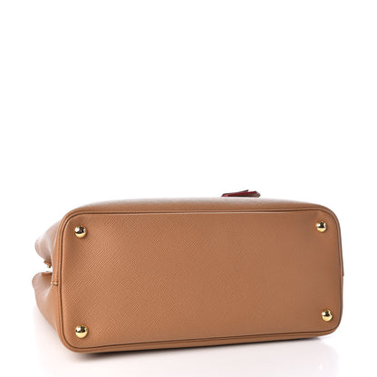 Prada Saffiano Cuir Medium Double Bag Caramel Fuoco 4 of 8
