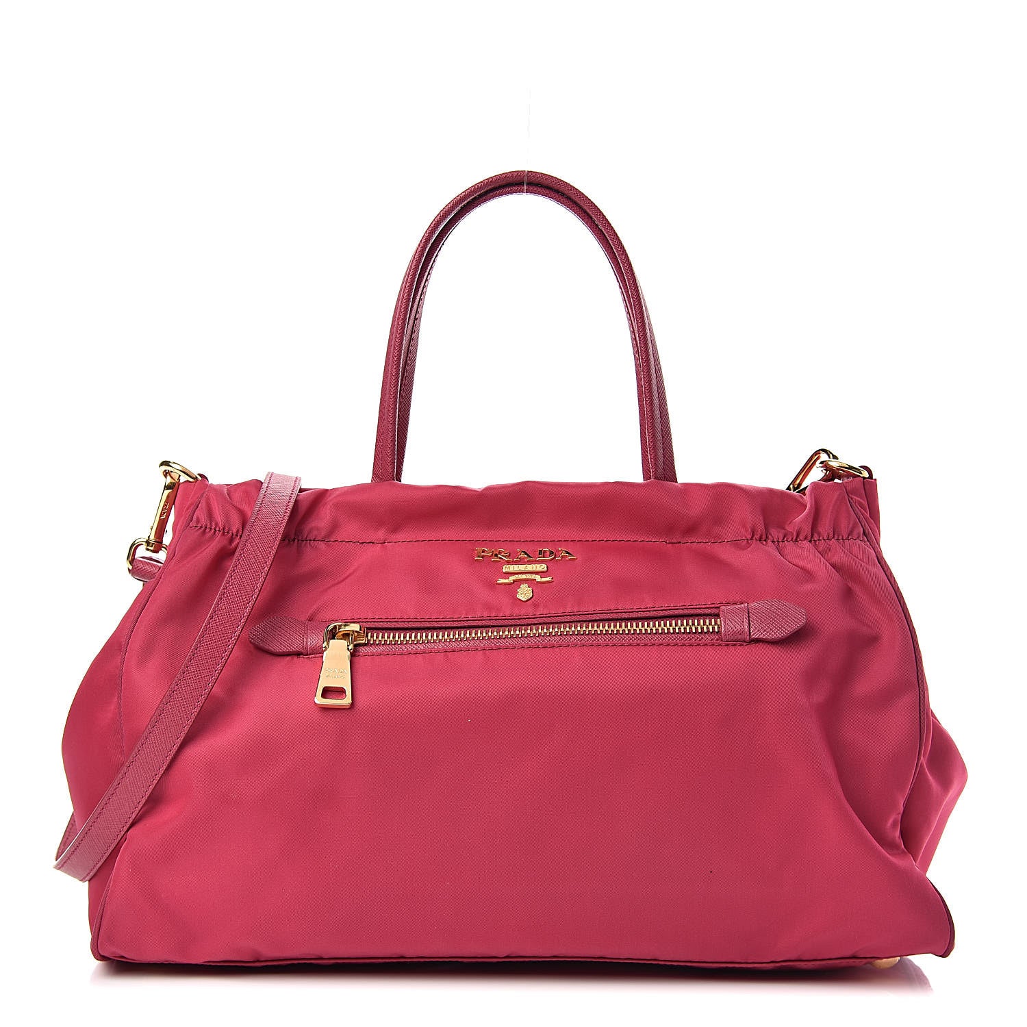 Prada Saffiano Tessuto Nylon Shopping Satchel Ibisco 1 of 12