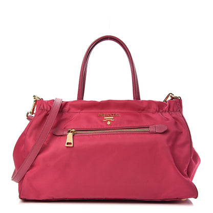 Prada Saffiano Tessuto Nylon Shopping Satchel Ibisco 1 of 12