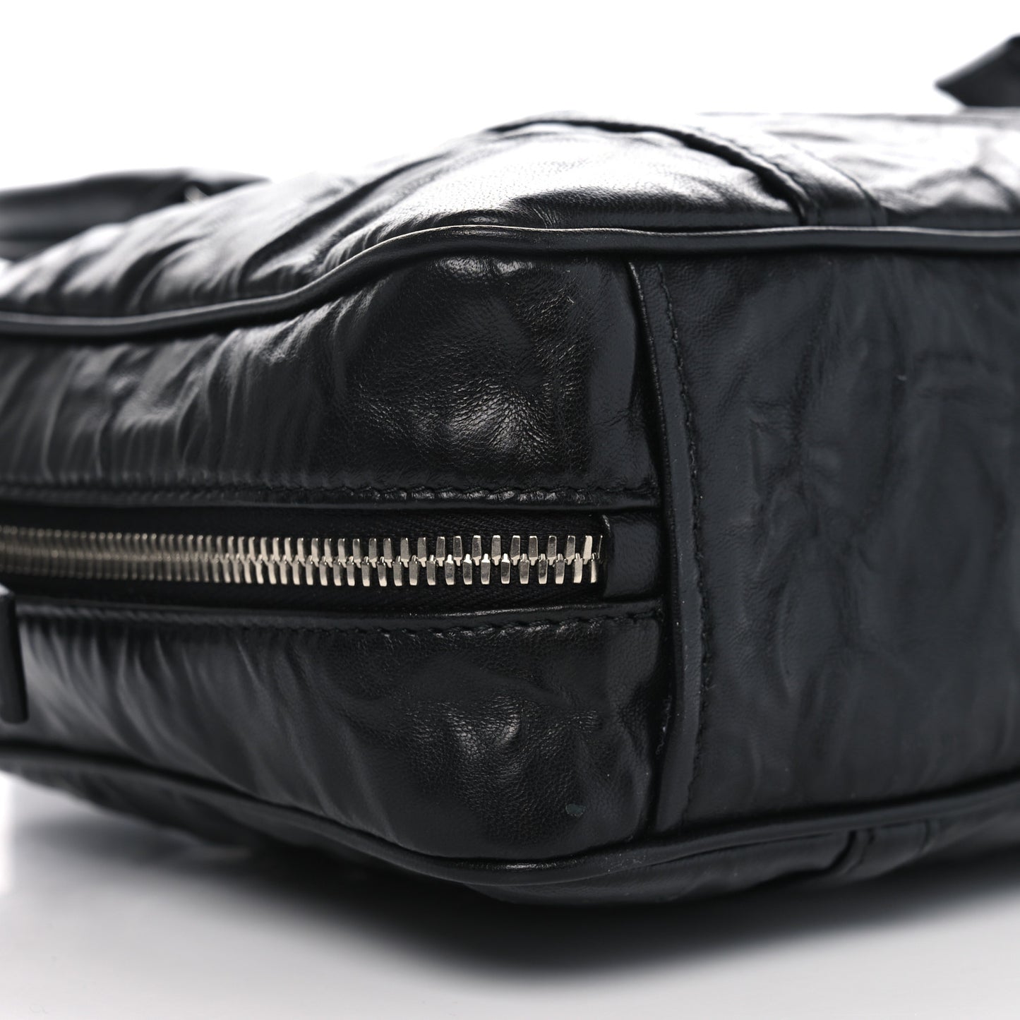 Nappa Antique Medium Re-Edition 2001 Two Handle Bag Black