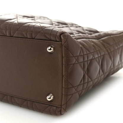 Christian Dior Lambskin Cannage Large Lady Dior Brown 10 of 11