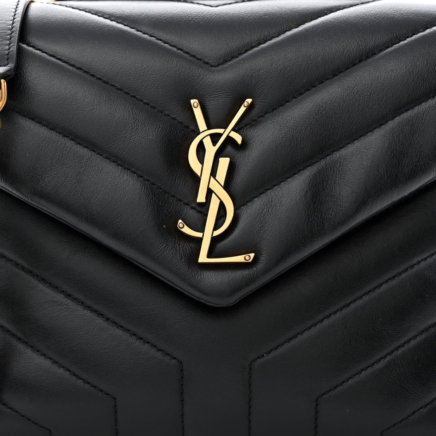 Calfskin Y Quilted Monogram Small Loulou Chain Satchel Black