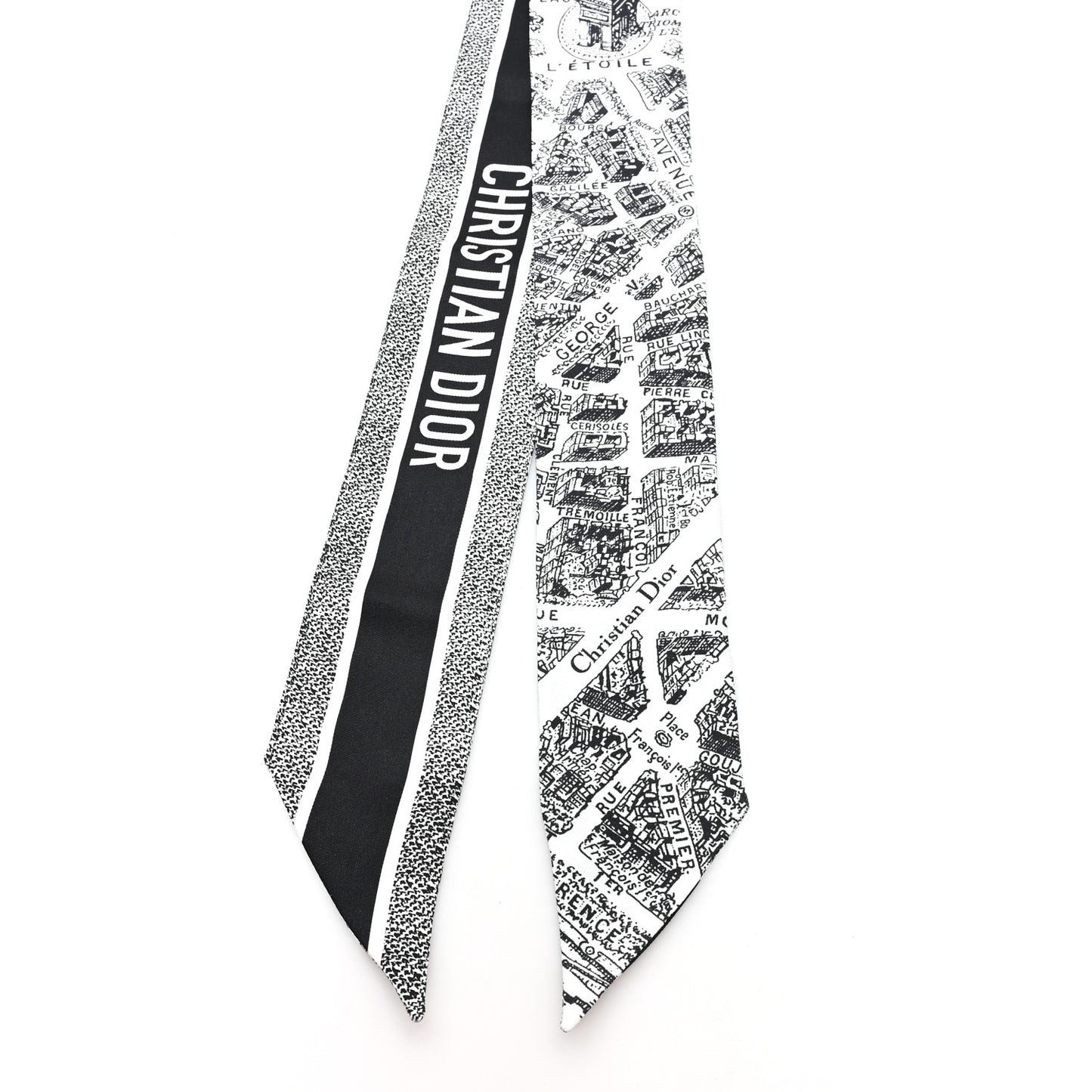 Silk Plan De Paris Mitzah Scarf White Black