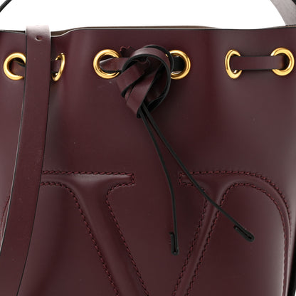 Valentino Garavani Calfskin Vlogo Walk Bucket Bag Burgundy 7 of 11