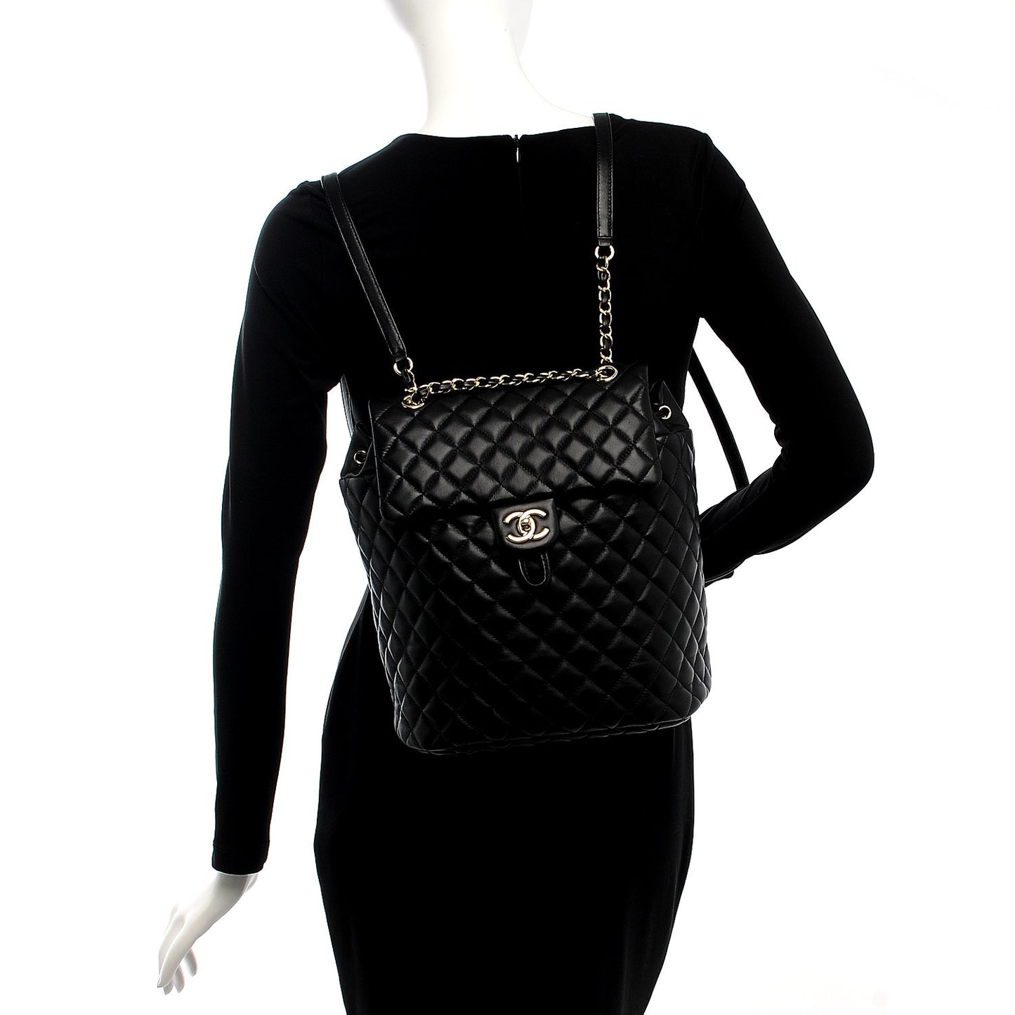 Lambskin Quilted Large Urban Spirit Backpack Black