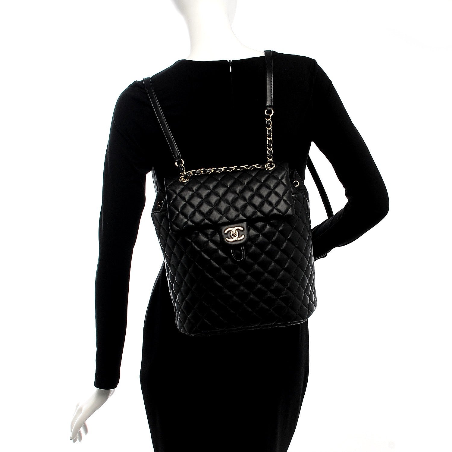 Chanel Lambskin Quilted Large Urban Spirit Backpack Black 2 of 6