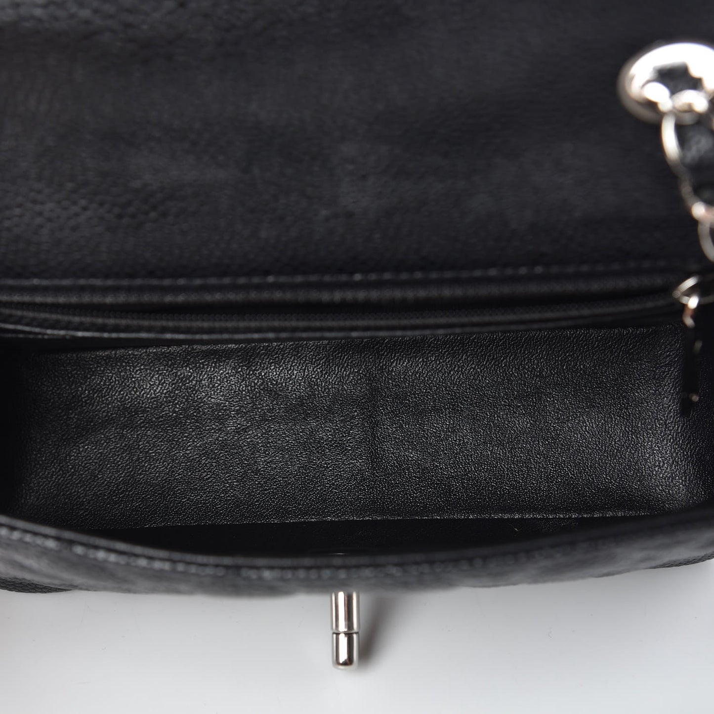Iridescent Caviar Quilted Mini Rectangular Flap Black