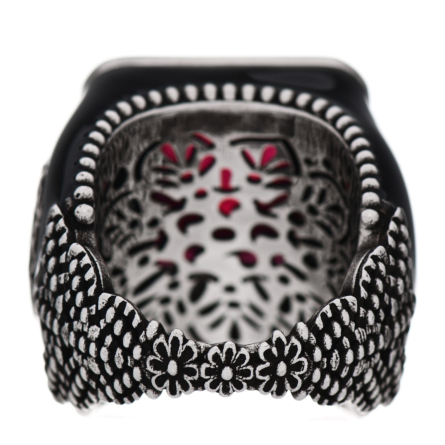 Sterling Silver Enamel Crystal Signet Ring Red 50 5.25