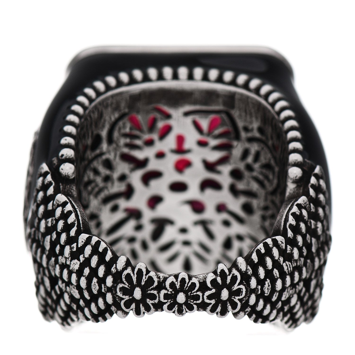 Gucci Sterling Silver Enamel Crystal Signet Ring Red 50 5.25 4 of 7